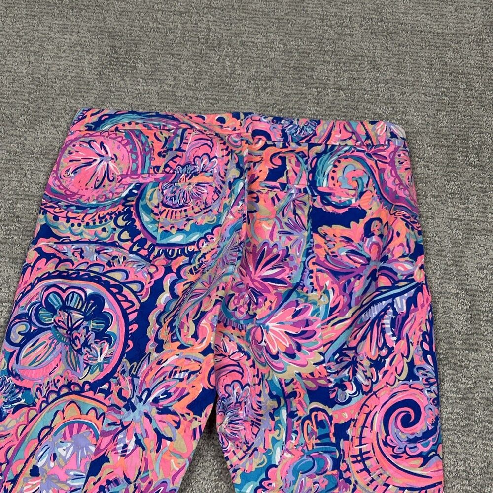 Lilly Pulitzer Kelly Pants Womens 12 Drop Me a Lime Blue Pink Resort Vacation - Picture 8 of 8